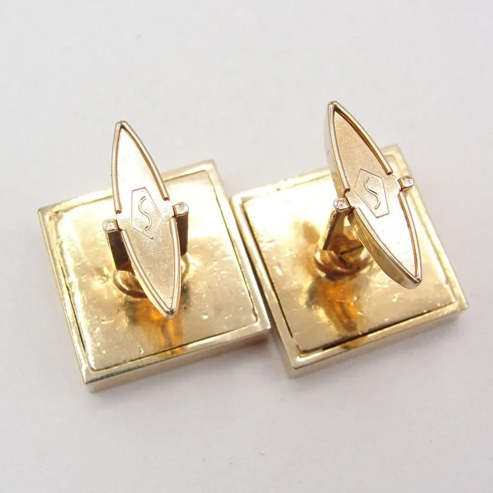 Vintage Swank Tiger Eye Black Onyx Cufflinks Square Checkerboard Geometric MCM
